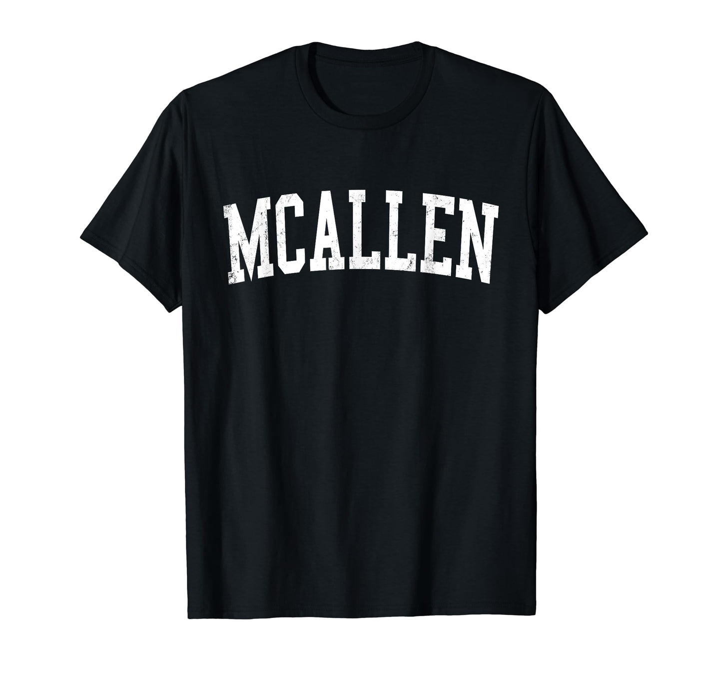 Mcallen Tx Distressed White Varsity T-Shirt - Fun Novelty Design for Adults - T-Shirt, Sweatshirt, Hoodie
