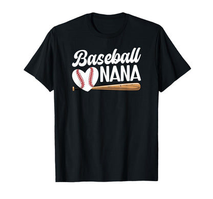 Baseball Nana Grandma Heart Baseball T-Shirt - Unique Graphic Unisex - T-Shirt, Sweatshirt, Hoodie