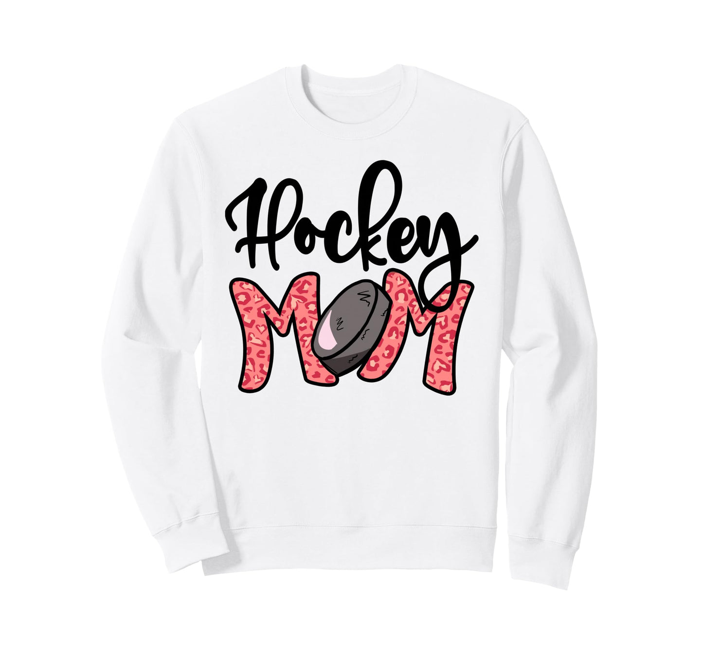 Hockey Mom Leopard Ice Hockey Sweatshirt - Minimalist Print for Adults - T-Shirt, Sweatshirt, Hoodie