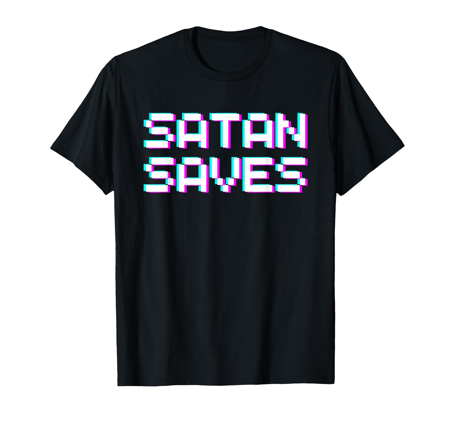 Satan Saves Glitch Vaporwave Art Occult T-Shirt - Unique Graphic Unisex - T-Shirt, Sweatshirt, Hoodie