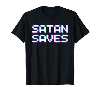 Satan Saves Glitch Vaporwave Art Occult T-Shirt - Unique Graphic Unisex - T-Shirt, Sweatshirt, Hoodie