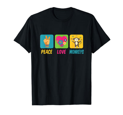 Monkeys Love And Peace T-Shirt - Streetwear Style Men Women - T-Shirt, Sweatshirt, Hoodie