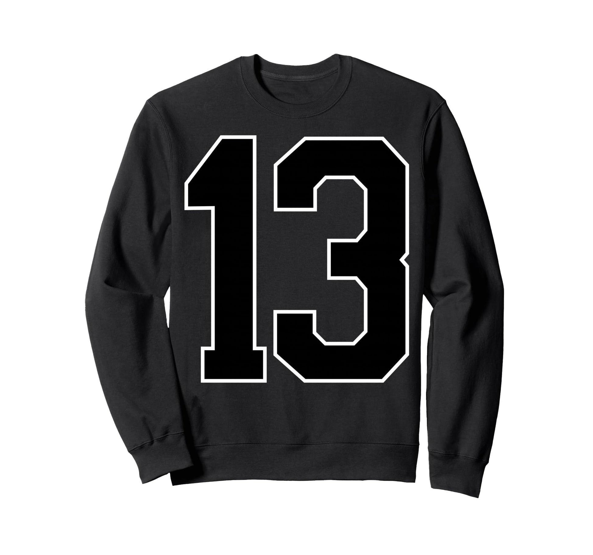 Black Sports Team Number 13 Fan Sweatshirt - Unique Graphic Unisex - T-Shirt, Sweatshirt, Hoodie