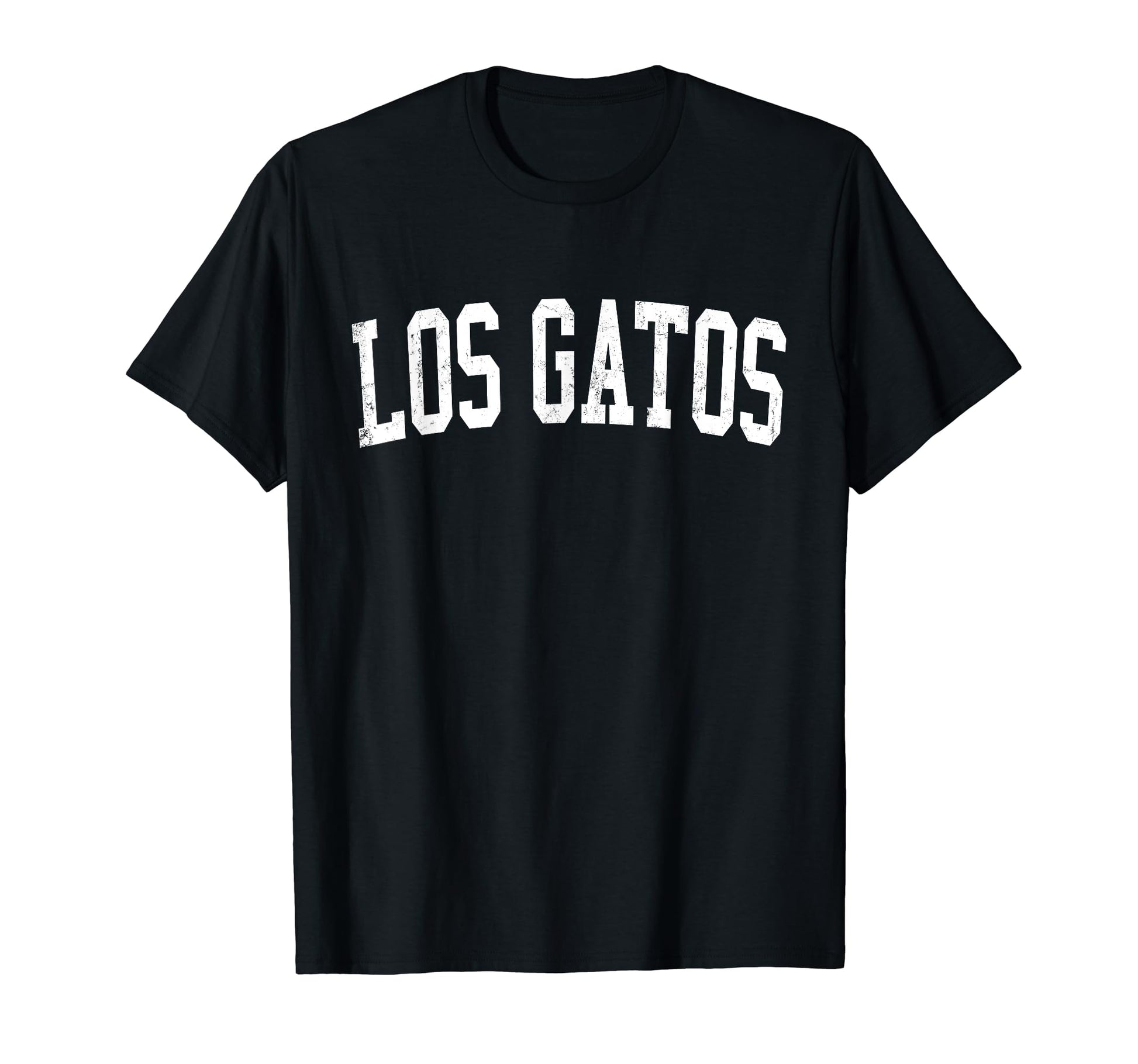 Los Gatos Ca Distressed White Varsity T-Shirt - Novelty Apparel Unisex - T-Shirt, Sweatshirt, Hoodie