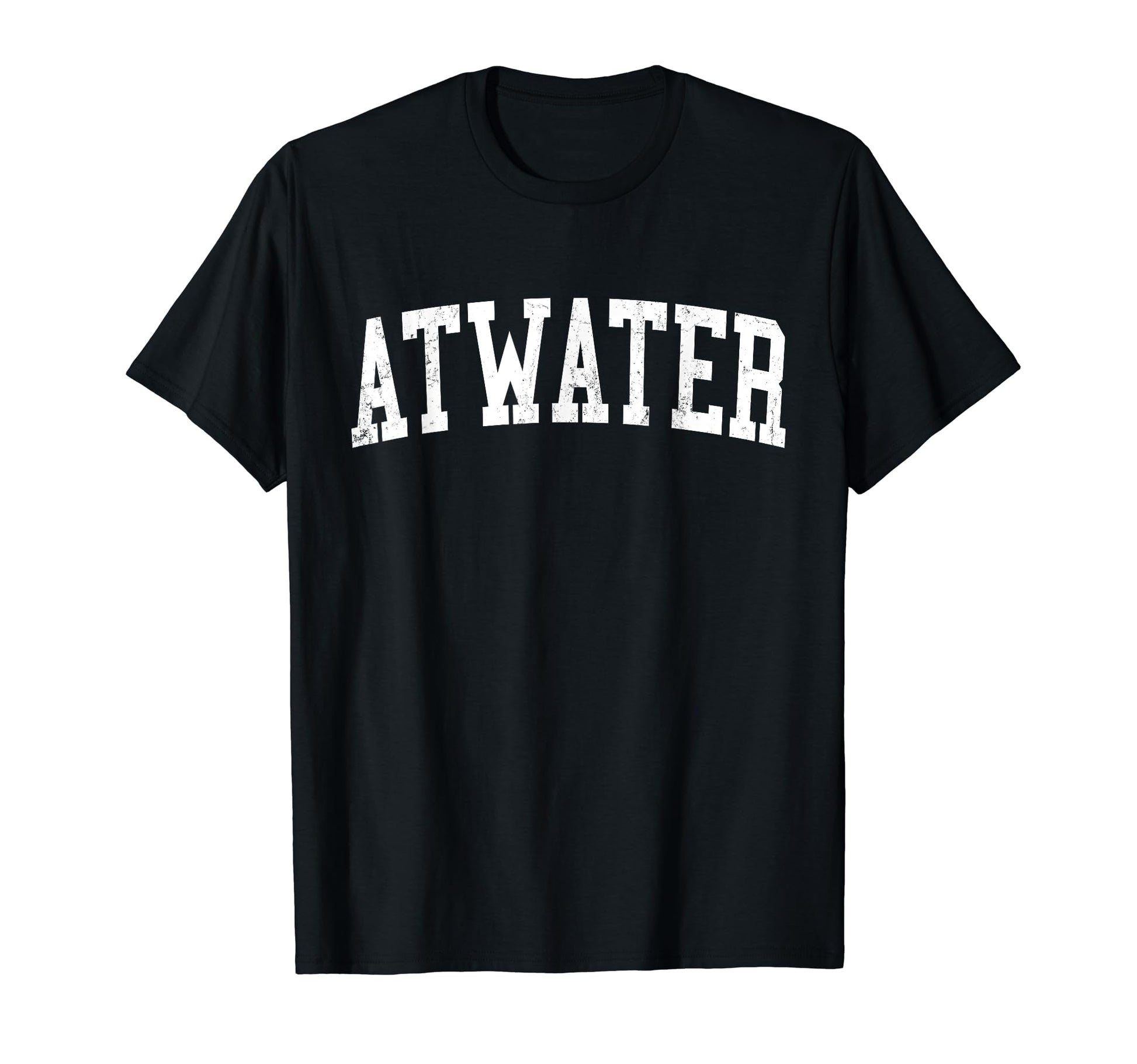 Atwater Ca Distressed White Varsity T-Shirt - Fun Novelty Design Unisex - T-Shirt, Sweatshirt, Hoodie