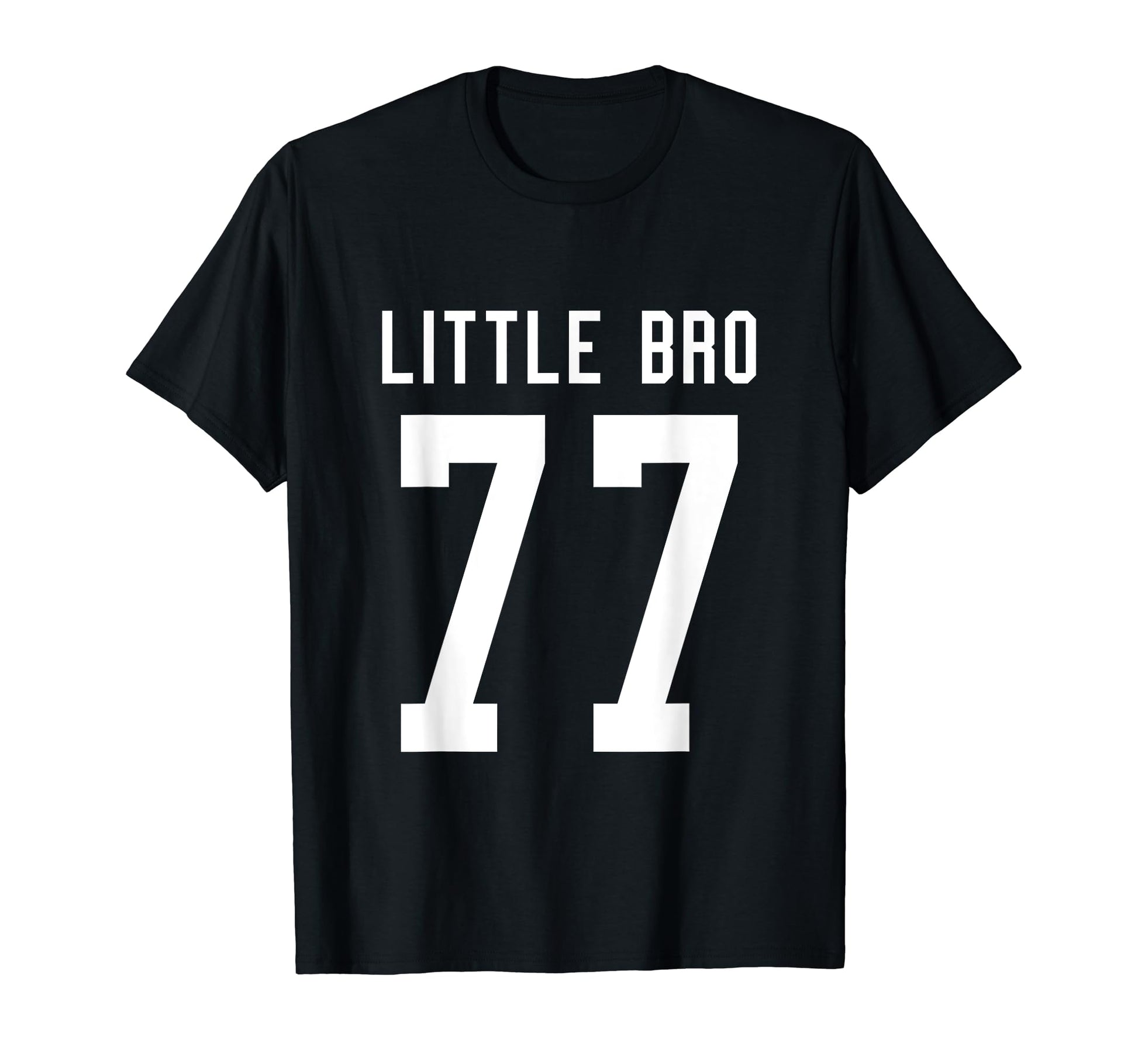 Number 77 Little Bro Biggest Fan T-Shirt - Unique Graphic for Adults - T-Shirt, Sweatshirt, Hoodie
