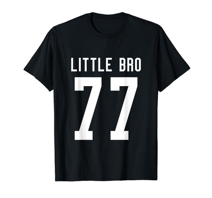 Number 77 Little Bro Biggest Fan T-Shirt - Unique Graphic for Adults - T-Shirt, Sweatshirt, Hoodie