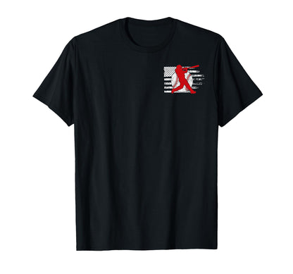 2 Sided Baseball Dad American Flag T-Shirt - Fun Novelty Design Men Women - T-Shirt, Sweatshirt, Hoodie