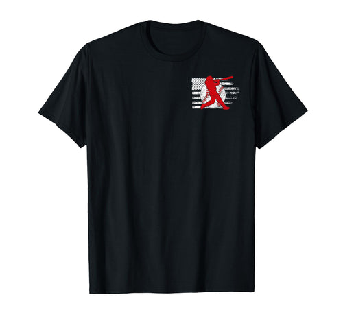 2 Sided Baseball Dad American Flag T-Shirt - Fun Novelty Design Men Women - T-Shirt, Sweatshirt, Hoodie