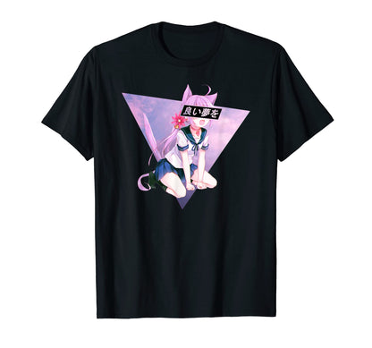 Anime Neko Vaporwave Aesthetic T-Shirt - Unique Graphic for Adults - T-Shirt, Sweatshirt, Hoodie