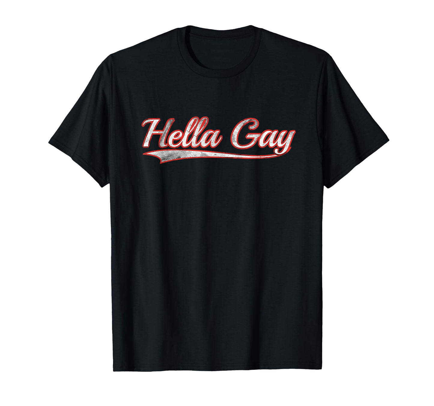 Hella Gay Varsity Distressed T-Shirt - Custom Art Print for Adults - T-Shirt, Sweatshirt, Hoodie