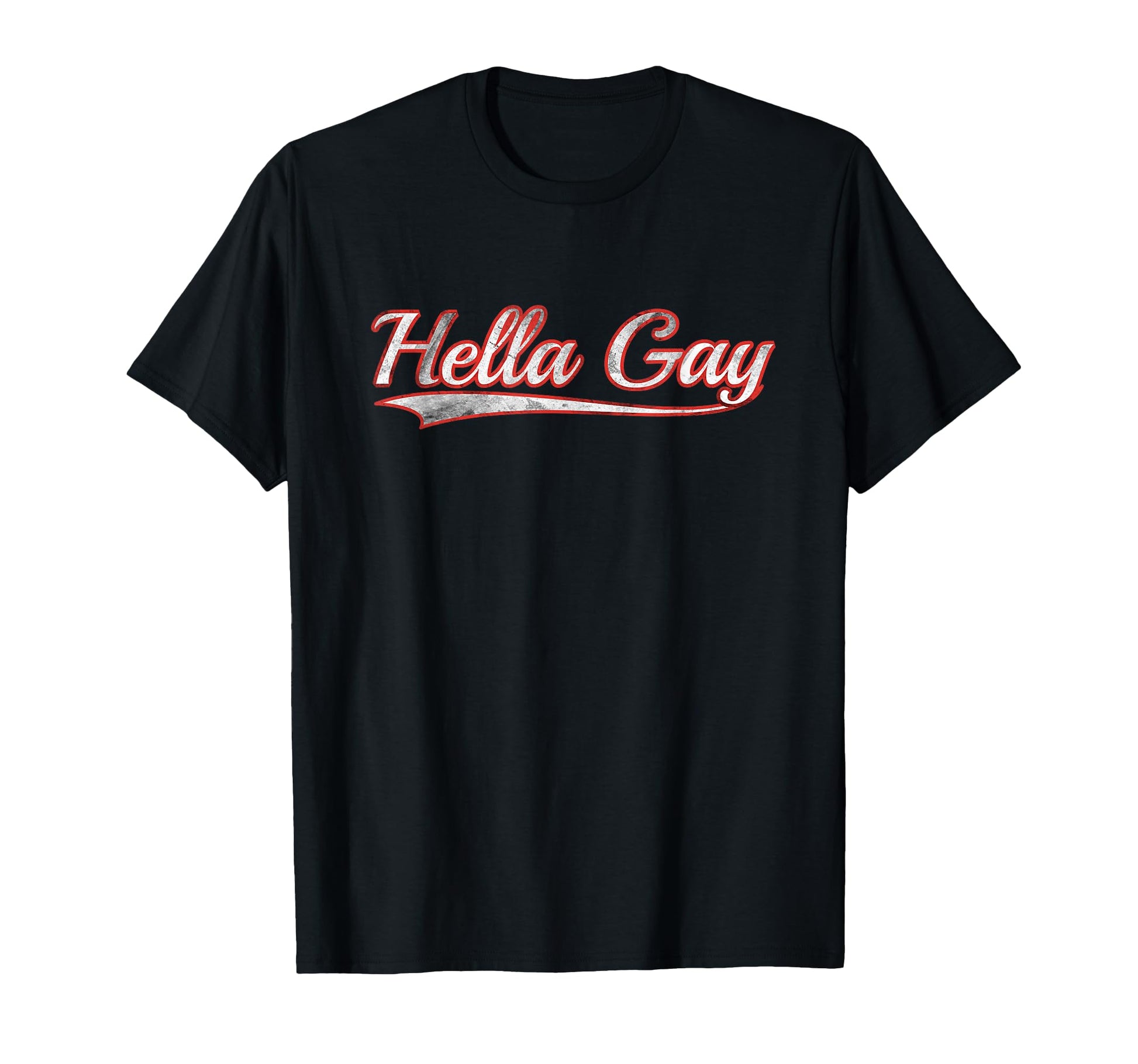 Hella Gay Varsity Distressed T-Shirt - Custom Art Print for Adults - T-Shirt, Sweatshirt, Hoodie