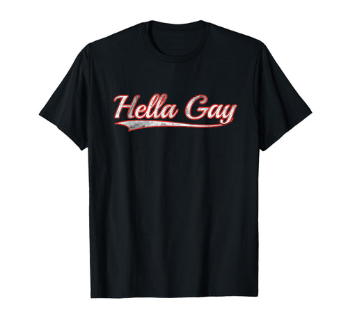 Hella Gay Varsity Distressed T-Shirt - Custom Art Print for Adults - T-Shirt, Sweatshirt, Hoodie