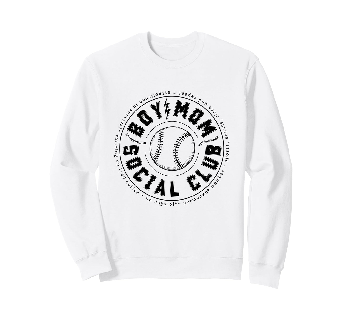 Baseball Mom Social Club Game Day Sweatshirt - Graphic Print for Adults - T-Shirt, Sweatshirt, Hoodie