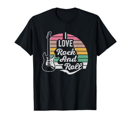 I Love Rock And Roll Guitar Art T-Shirt - Fun Novelty Design Men Women - T-Shirt, Sweatshirt, Hoodie