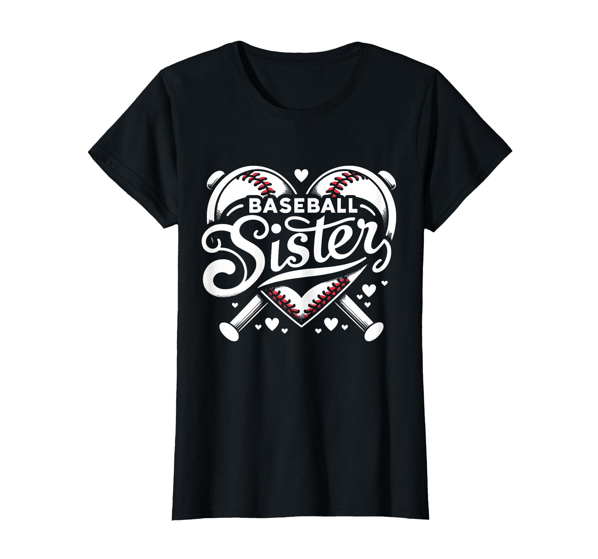 Baseball Sister Fan Heart Biggest Fan T-Shirt - Streetwear Style Men Women - T-Shirt, Sweatshirt, Hoodie