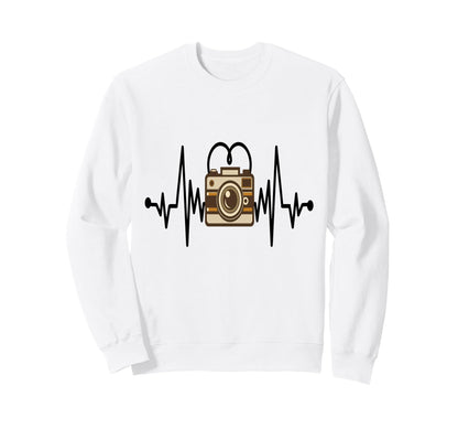 Womens Funny Camera Heartbeat Sweatshirt - Minimalist Print Men Women - T-Shirt, Sweatshirt, Hoodie