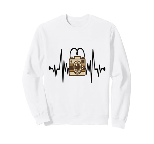 Womens Funny Camera Heartbeat Sweatshirt - Minimalist Print Men Women - T-Shirt, Sweatshirt, Hoodie