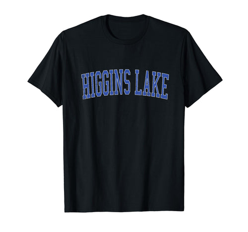 Higgins Lake Distressed Blue Varsity T-Shirt - Minimalist Print Men Women - T-Shirt, Sweatshirt, Hoodie