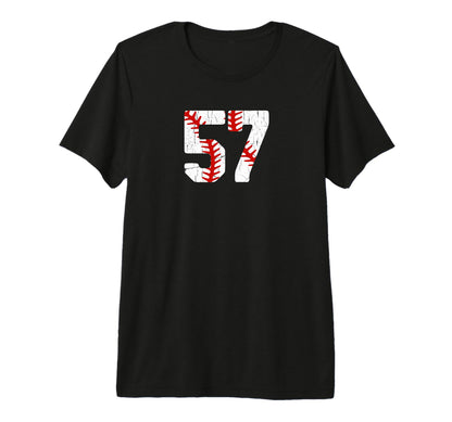 Baseball Player Jersey Number 57 57 T-Shirt - Minimalist Print Unisex - T-Shirt, Sweatshirt, Hoodie