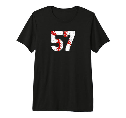 Baseball Player Jersey Number 57 57 T-Shirt - Minimalist Print Unisex - T-Shirt, Sweatshirt, Hoodie