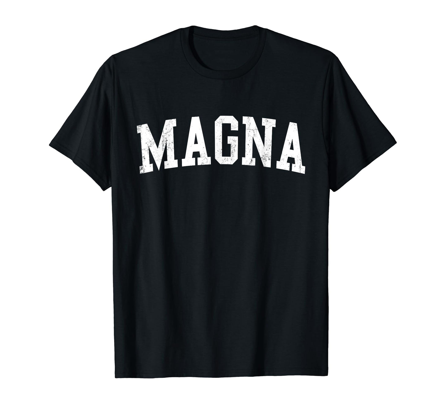 Magna Ut Distressed White Varsity T-Shirt - Fun Novelty Design Men Women - T-Shirt, Sweatshirt, Hoodie