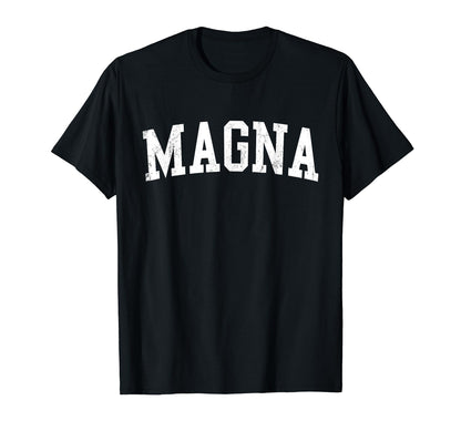 Magna Ut Distressed White Varsity T-Shirt - Fun Novelty Design Men Women - T-Shirt, Sweatshirt, Hoodie