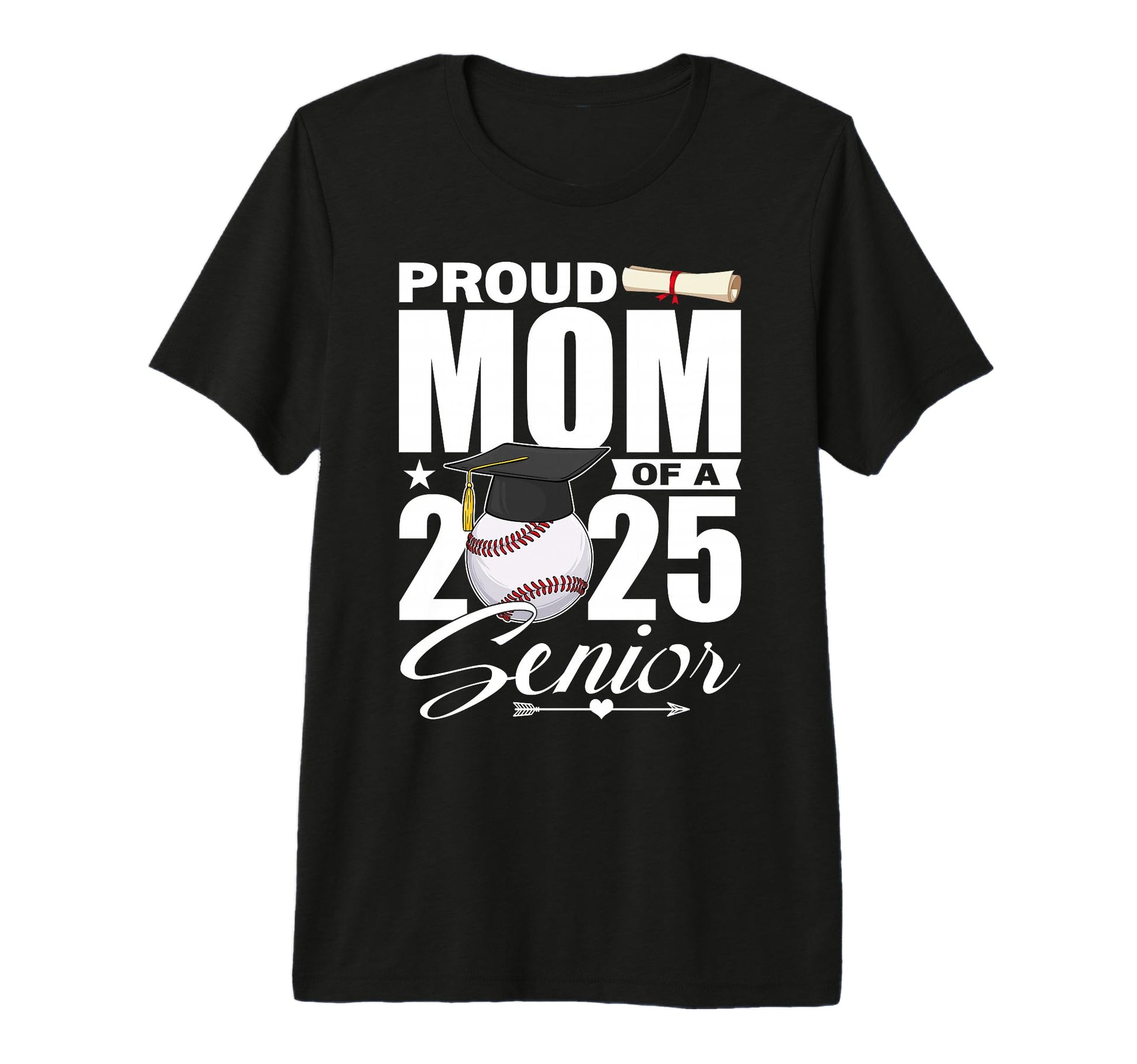 Proud Mom 2025 Senior Baseball Class T-Shirt - Graphic Print for Adults - T-Shirt, Sweatshirt, Hoodie