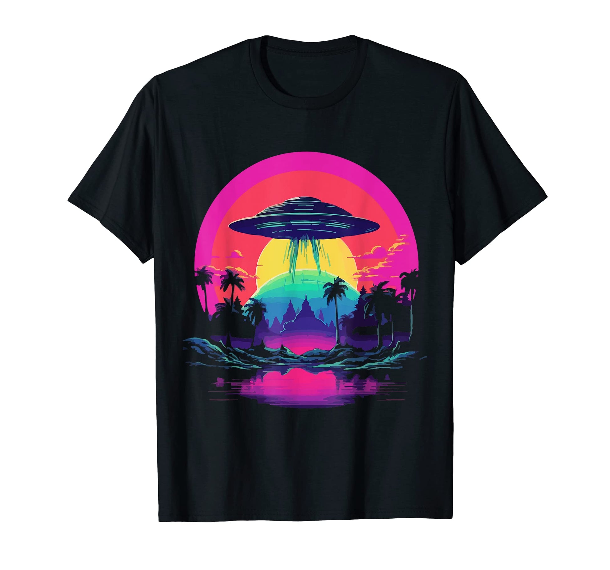 Ufo Alien 80S Vaporwave Synthwave T-Shirt - Custom Art Print Men Women - T-Shirt, Sweatshirt, Hoodie