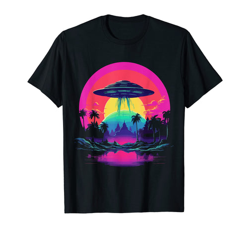 Ufo Alien 80S Vaporwave Synthwave T-Shirt - Custom Art Print Men Women - T-Shirt, Sweatshirt, Hoodie