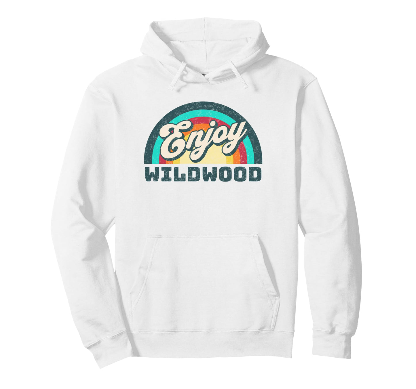 Enjoy Wildwood New Jersey Rainbow Hoodie - Fun Novelty Design for Adults - T-Shirt, Sweatshirt, Hoodie
