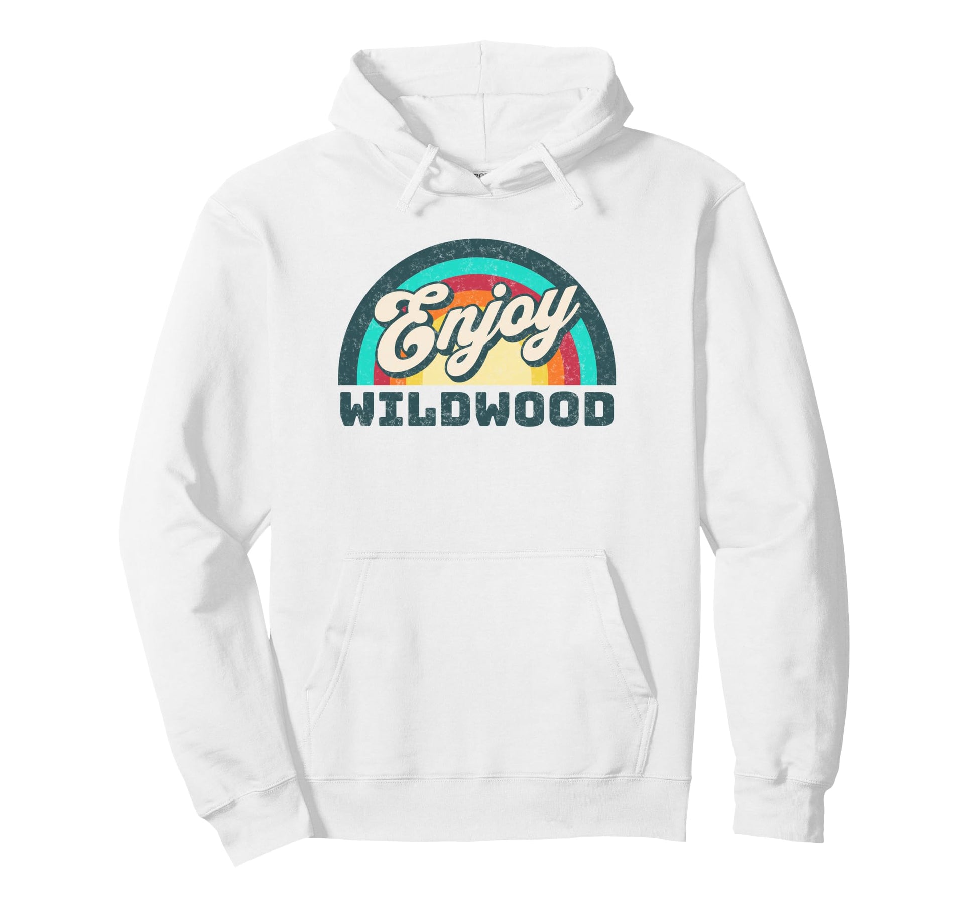Enjoy Wildwood New Jersey Rainbow Hoodie - Fun Novelty Design for Adults - T-Shirt, Sweatshirt, Hoodie
