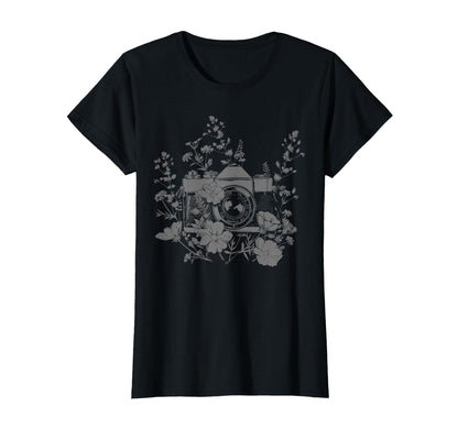 Photographer Camera Flowers Photography T-Shirt - Trendy Graphic for Adults - T-Shirt, Sweatshirt, Hoodie