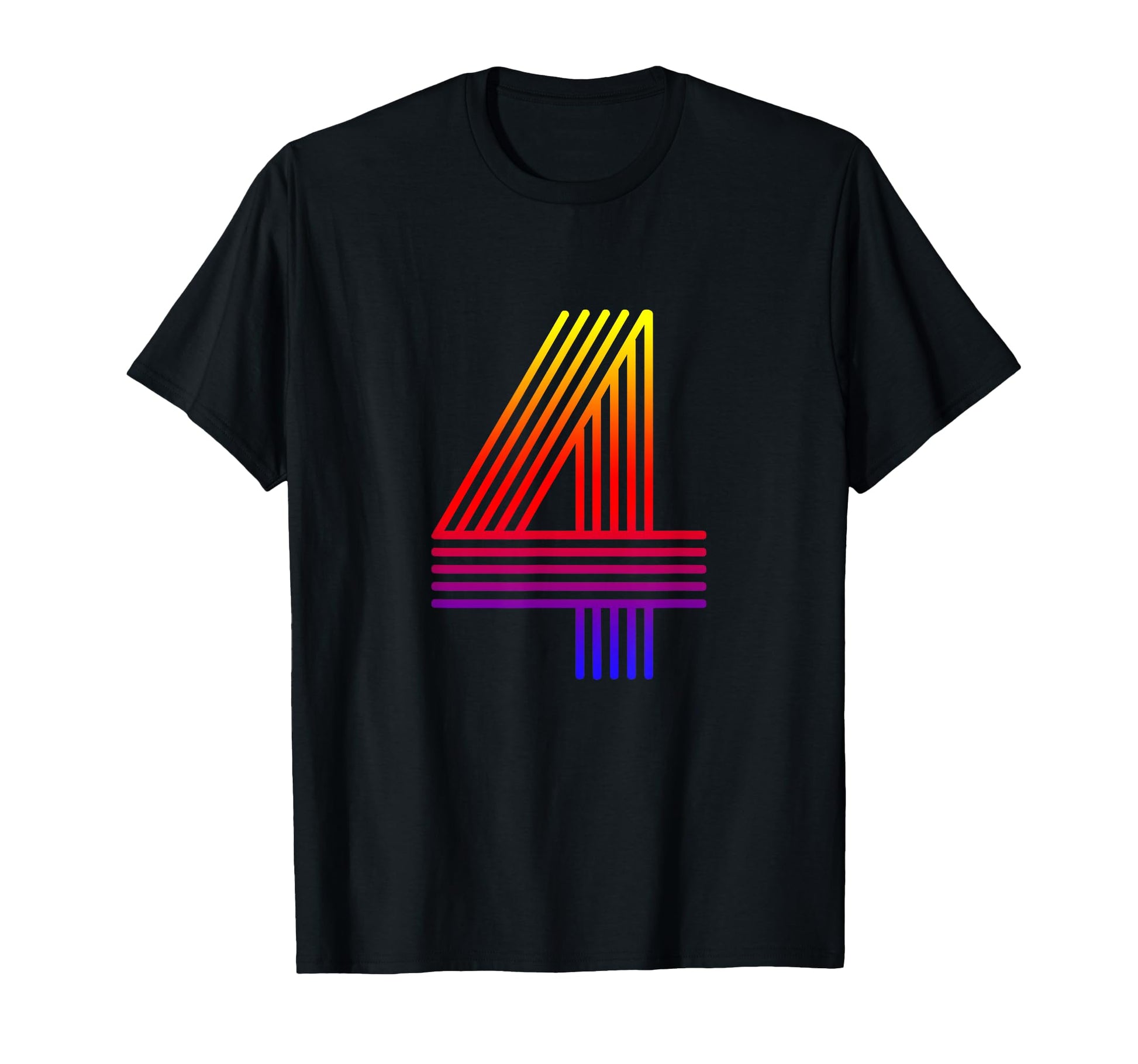 Number 4 Birthday Gift Disco Rainbow T-Shirt - Novelty Apparel Unisex - T-Shirt, Sweatshirt, Hoodie