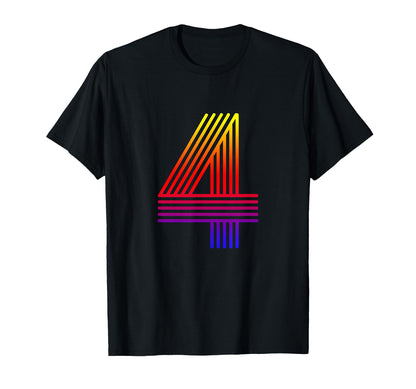 Number 4 Birthday Gift Disco Rainbow T-Shirt - Novelty Apparel Unisex - T-Shirt, Sweatshirt, Hoodie