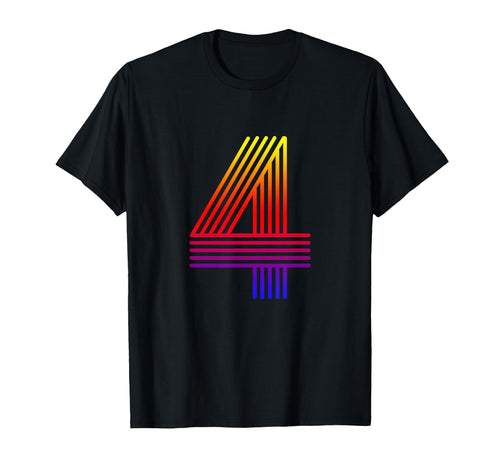 Number 4 Birthday Gift Disco Rainbow T-Shirt - Novelty Apparel Unisex - T-Shirt, Sweatshirt, Hoodie