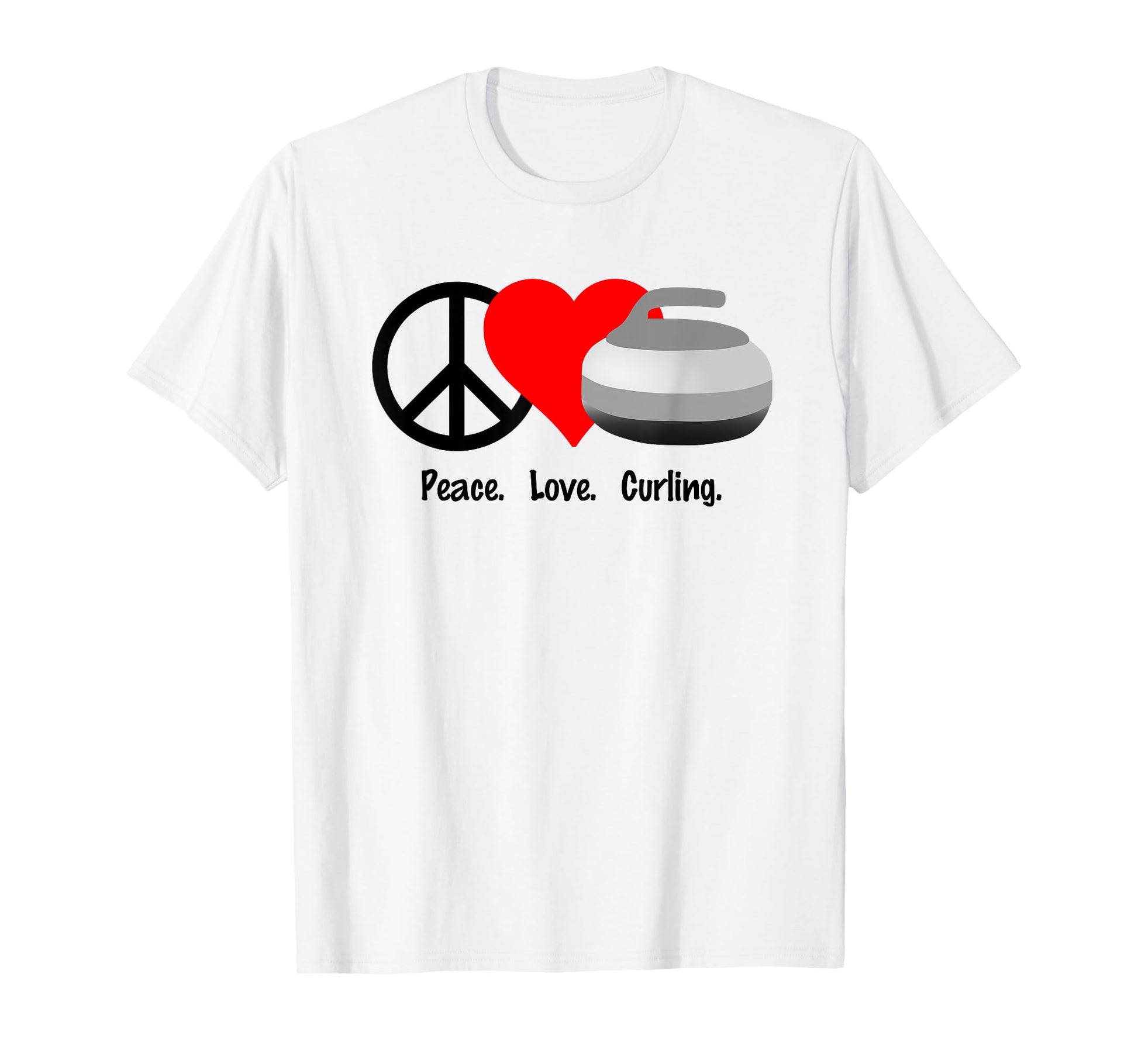Peace Love Curling Broom Sweep Ice Skip T-Shirt - Trendy Graphic Men Women - T-Shirt, Sweatshirt, Hoodie
