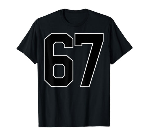 Black Sports Team Number 67 Fan T-Shirt - Minimalist Print for Adults - T-Shirt, Sweatshirt, Hoodie