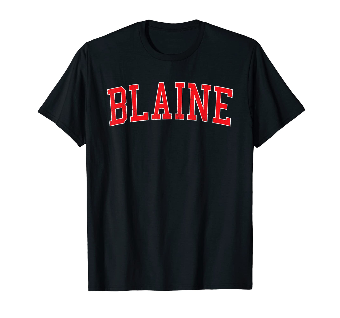 Blaine Mn Varsity Red Text T-Shirt - Fun Novelty Design Unisex - T-Shirt, Sweatshirt, Hoodie