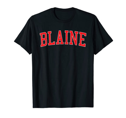 Blaine Mn Varsity Red Text T-Shirt - Fun Novelty Design Unisex - T-Shirt, Sweatshirt, Hoodie