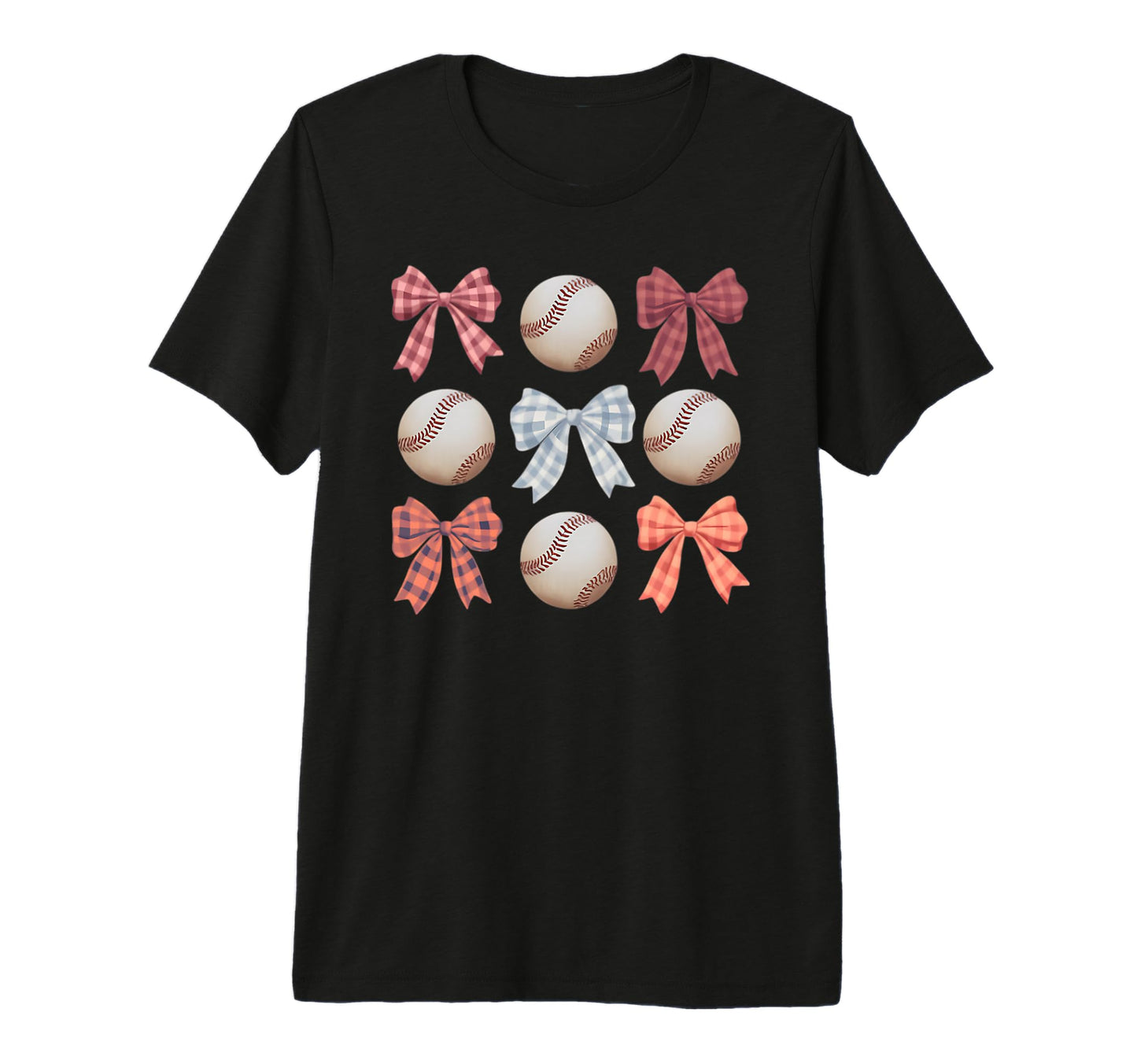 Baseball Coquette Bow Mom Sister Tri T-Shirt - Minimalist Print for Adults - T-Shirt, Sweatshirt, Hoodie