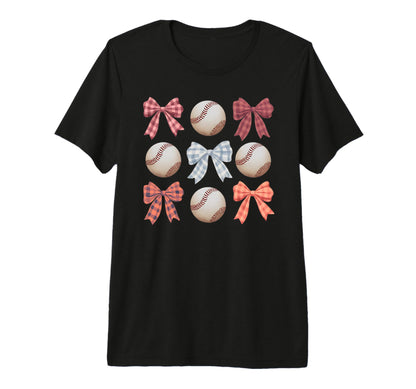 Baseball Coquette Bow Mom Sister Tri T-Shirt - Minimalist Print for Adults - T-Shirt, Sweatshirt, Hoodie