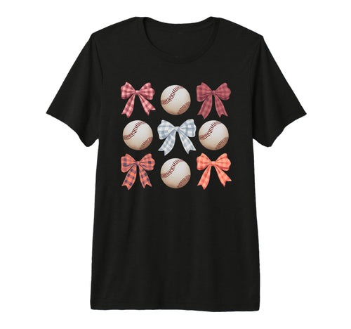 Baseball Coquette Bow Mom Sister Tri T-Shirt - Minimalist Print for Adults - T-Shirt, Sweatshirt, Hoodie