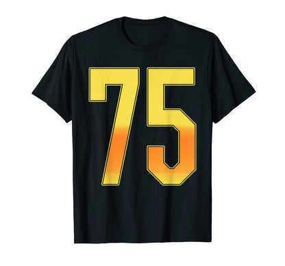75 Outline Number 75 Fan Varsity T-Shirt - Fun Novelty Design Men Women - T-Shirt, Sweatshirt, Hoodie