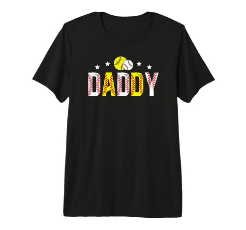 Mens Daddy Softball Baseball Dad T-Shirt - Fun Novelty Design for Adults - T-Shirt, Sweatshirt, Hoodie