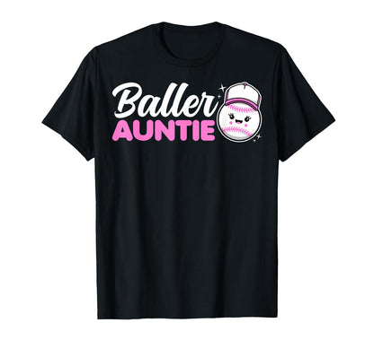 Softball Baller Auntie Kawaii Baseball T-Shirt - Custom Art Print Unisex - T-Shirt, Sweatshirt, Hoodie