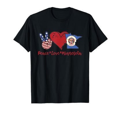 Peace Love Minnesota T-Shirt - Novelty Apparel Unisex - T-Shirt, Sweatshirt, Hoodie