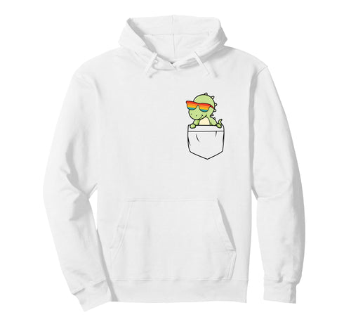 Dinosaur Pocket Funny Dino Rainbow Hoodie - Casual Everyday Wear Unisex - T-Shirt, Sweatshirt, Hoodie