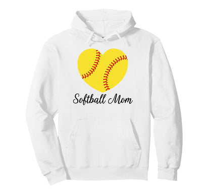 Softball Mom Heart Softball Funny Hoodie - Fun Novelty Design Unisex - T-Shirt, Sweatshirt, Hoodie