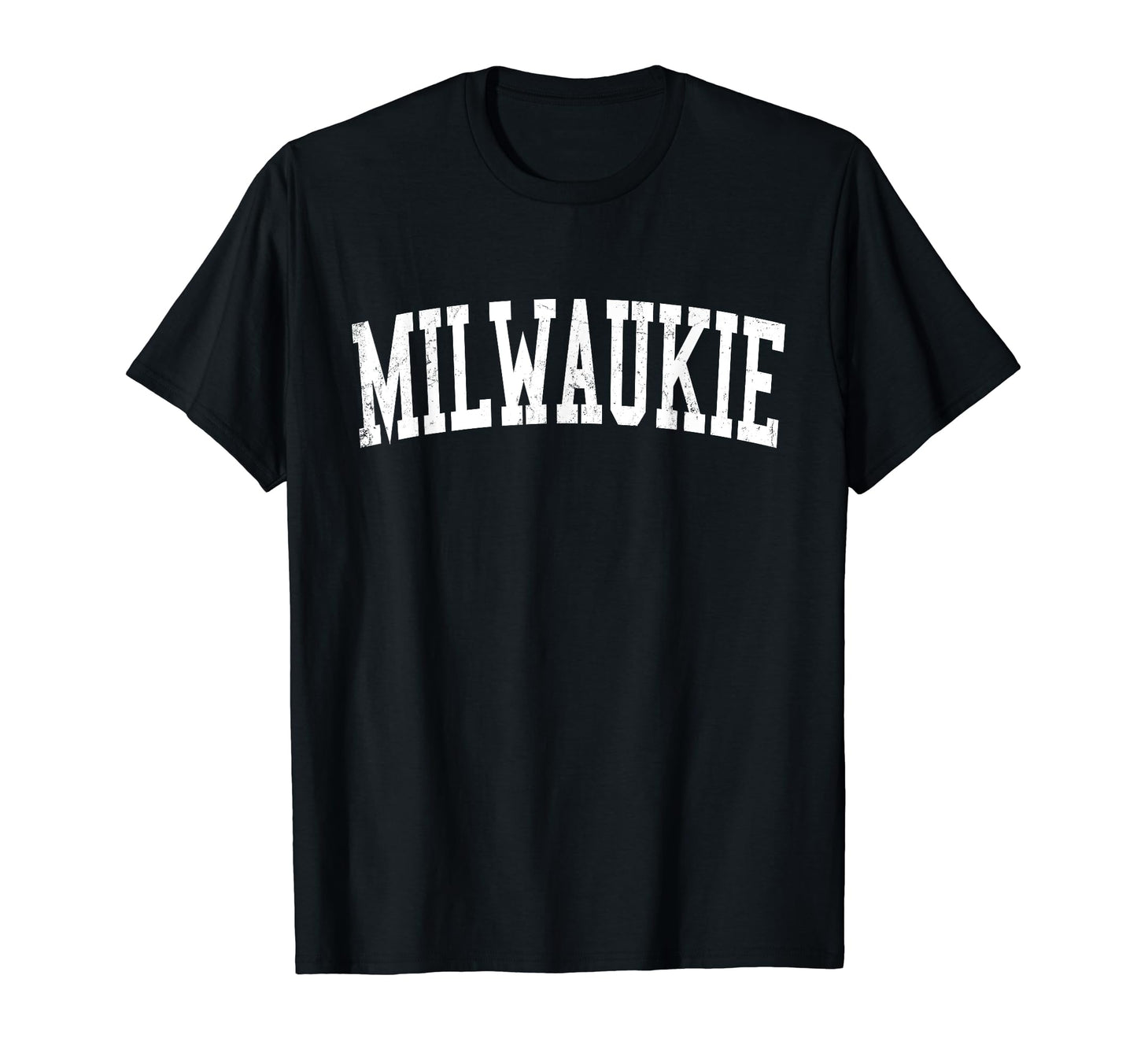 Milwaukie Or Distressed White Varsity T-Shirt - Custom Art Print Unisex - T-Shirt, Sweatshirt, Hoodie